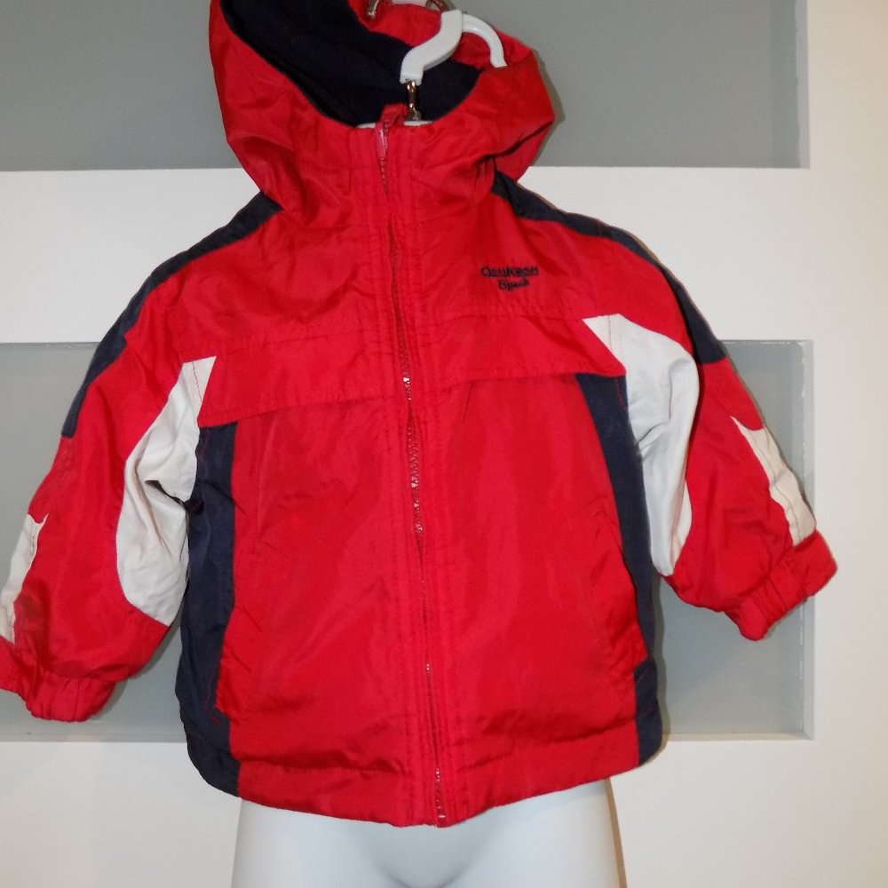 OshKosh B'gosh Reversible Hooded Coat Red/Blue/White Size 18 Months Boy's